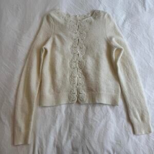 Sezane cream cardigan with lace detailing